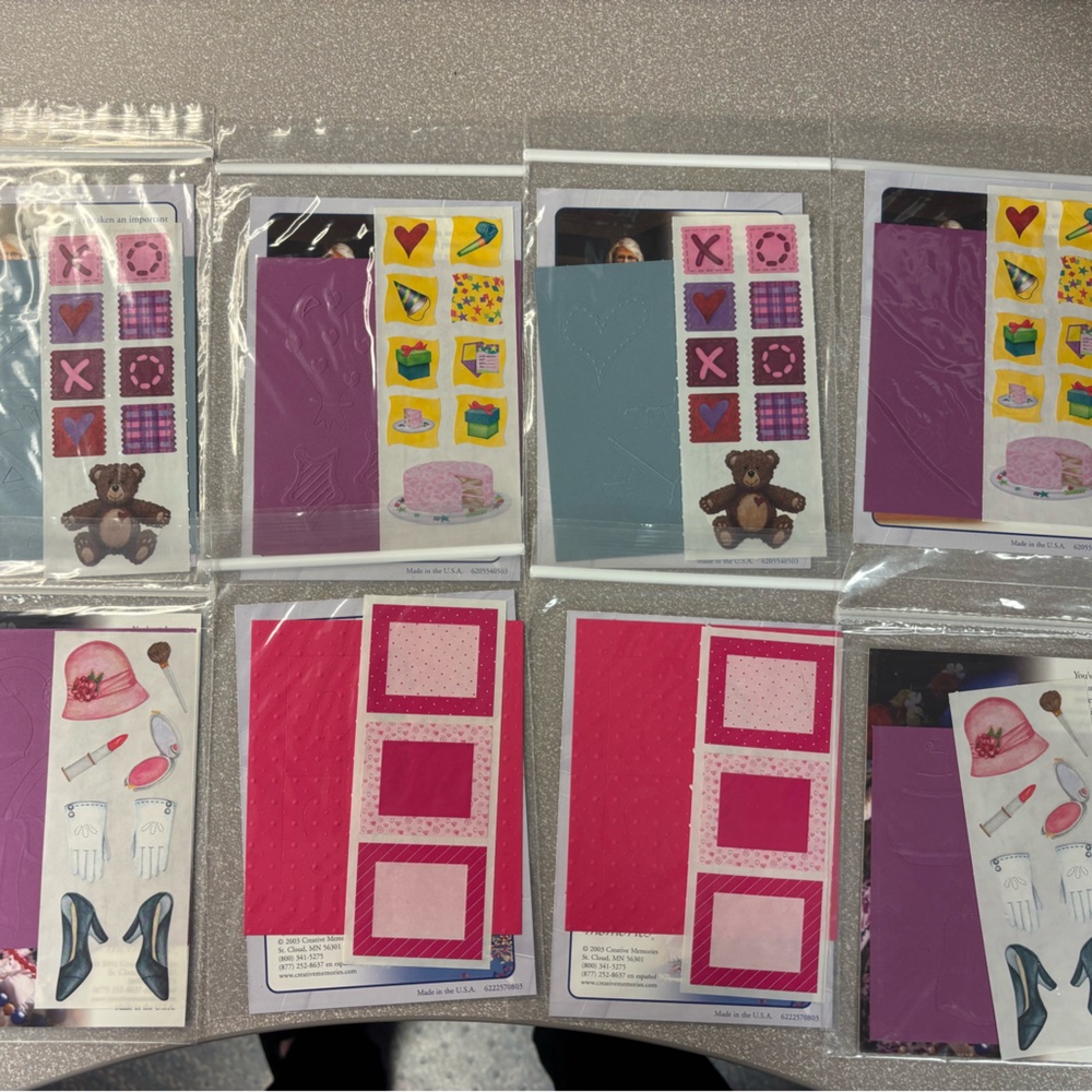 Creative Memories sticker packs set of 8, girlie themed. New in package.